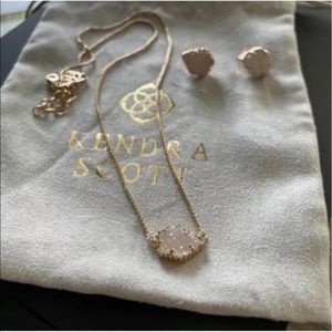 Kendra Scott Rose Gold and Druzy earrings and necklace